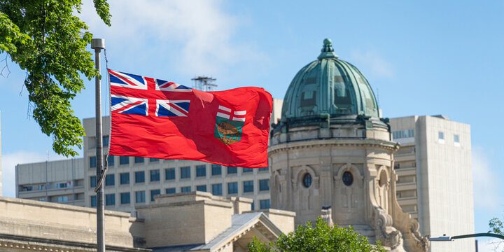 Manitoba Provincial Flag At Full Mast