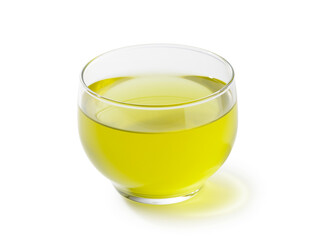 Cold green tea placed on a white background.