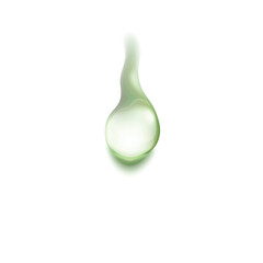 Aloe vera gel droplet, green transparent drop of cosmetic liquid. 3d realistic skincare cream smear or smudge.