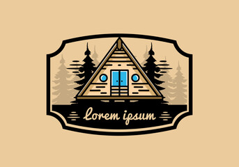 Triangle wood cabin illustration design