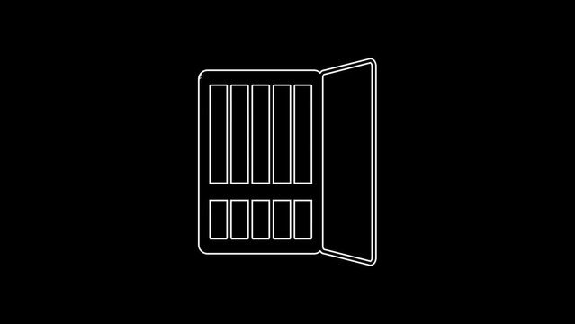 White line Cigarette case icon isolated on black background. Tobacco sign. Smoking symbol. 4K Video motion graphic animation