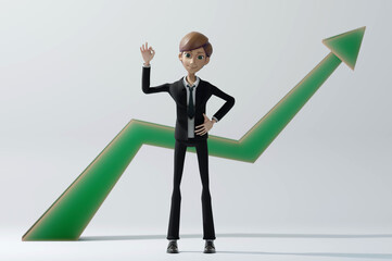 Fototapeta premium 3D Illustration. 3D Rendering , Bussiness has done great work . Concept office and analysing infographic