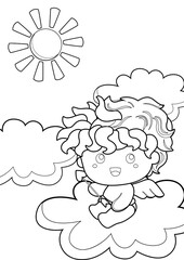 Cupid Love and Kids Theme Coloring Pages A4 for Kids and Adult