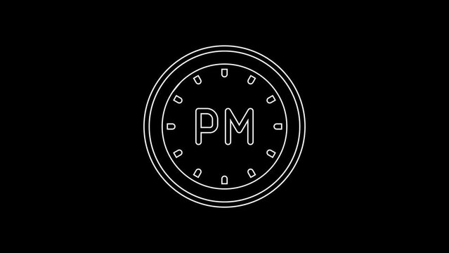 White line Day time icon isolated on black background. Time symbol. 4K Video motion graphic animation
