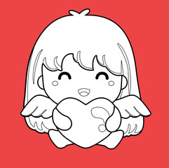 Cupid Love and Kids Theme Digital Stamp