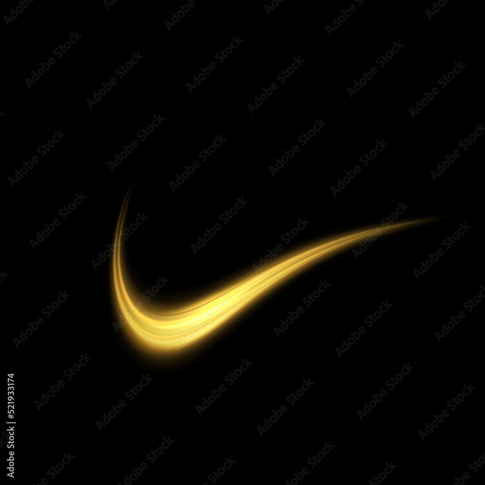 Poster Light effect Shimmering curved line. Light swirl PNG. Abstract design element. Vector