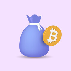 Accumulation of Bitcoin. The concept of cryptocurrencies and 
investments.
3d vector icon. Minimalistic style.