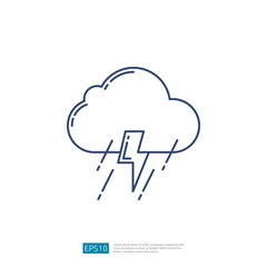Lightning Cloud. Rainy season Weather Outline Icon