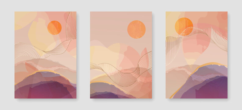 Abstract Minimalist Prints Set for Wall Decor, Posters, Banners. Minimal Trendy Contemporary Design, Perfect for Wall Art, Social Media, Invitations, Branding Design. Vector EPS 10