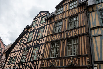 Fototapeta premium Walking in old centrum part of Rouen city, streetview, tourists destination city in Normandy, France