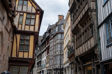 Obraz premium Walking in old centrum part of Rouen city, streetview, tourists destination city in Normandy, France