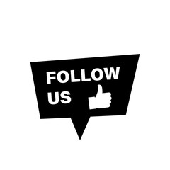 Follow us icon with hand illustration on white