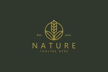 Grain Plant Simple Bakery Logo. Agricultural Nature Organic Concept. 