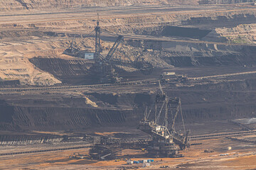 view of the hambach lignite opencast mine in germany
