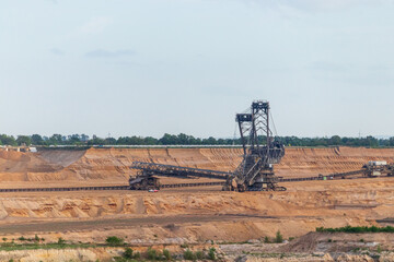 view of the hambach lignite opencast mine in germany