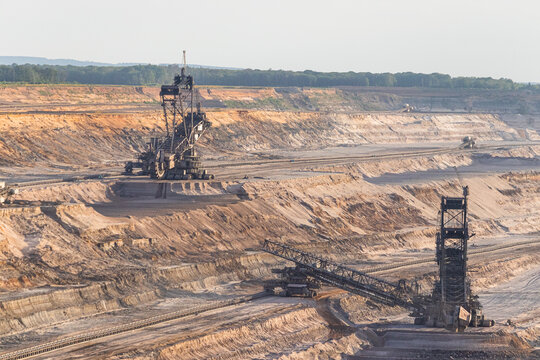 view of the hambach lignite opencast mine in germany
