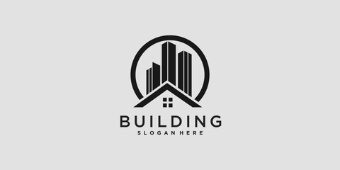 Building logo design template for construction with modern style concept