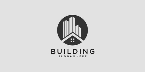 Building logo design template for construction with modern style concept