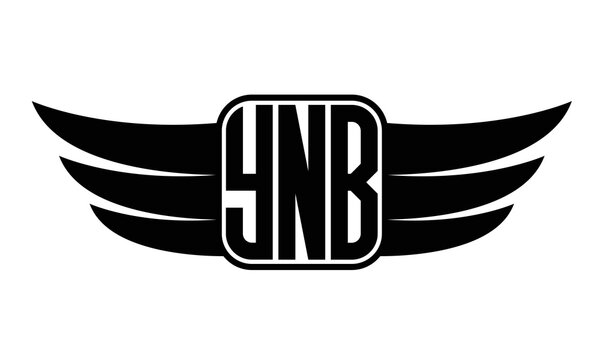 YNB three-letter Wing black and white logo design. Vector template