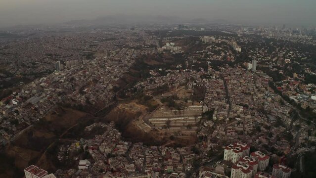 Heavily Populated City close to Lomas Country Club and over La Enramada, Mexico City - Aerial View