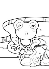Frog Animal Coloring Pages A4 for Kids and Adult