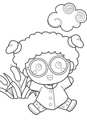 Kids and Rain Animal Theme Coloring Pages A4 for Kids and Adult