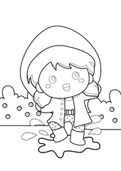 Kids and Rain Animal Theme Coloring Pages A4 for Kids and Adult