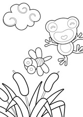 Fototapeta premium Frog Animal Coloring Pages A4 for Kids and Adult