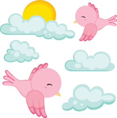 Love Birds Theme Illustration Vector