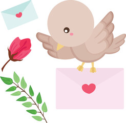 Love Birds Theme Illustration Vector