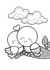 Love Birds Theme Coloring Pages A4 for Kids and Adult