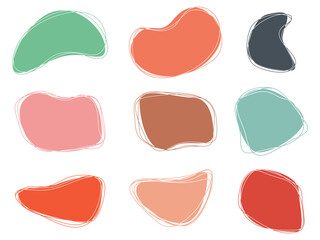 Doodle Blob shapes vector set. Organic abstract simple fluid splodge elemets. Abstract colorful trendy vector illustration. isolated on white background