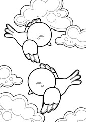 Love Birds Theme Coloring Pages A4 for Kids and Adult