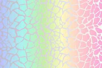 Rainbow leopard background. Holographic foil cheetah texture. Animal pattern gradient print. Vector abstract pastel illustration.