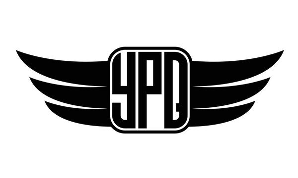 YPQ three-letter Wing black and white logo design. Vector template