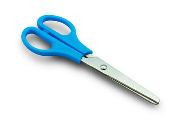 Blue scissor isolated on white back ground.[Clipping path].