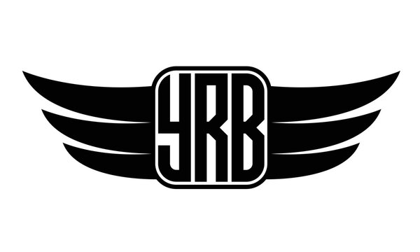 YRB three-letter Wing black and white logo design. Vector template