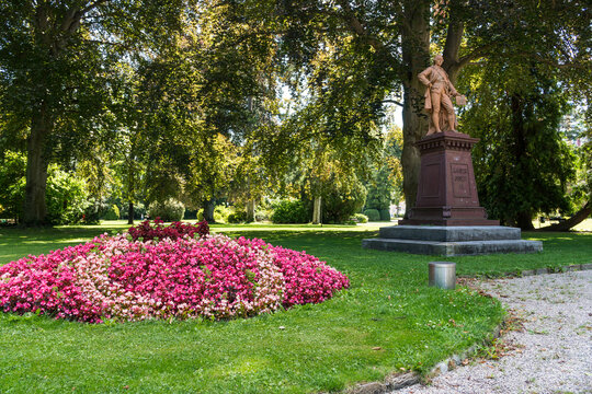 Joseph II  Holy Roman Emperor Statue in park with flowers in Austria