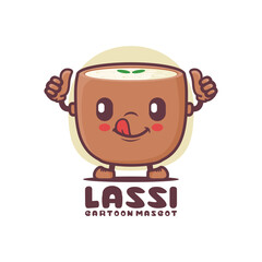 lassi drink cartoon mascot. yogurt drink vector illustration