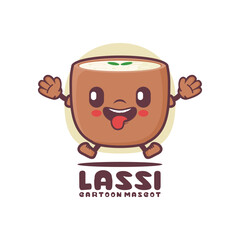 lassi drink cartoon mascot. yogurt drink vector illustration