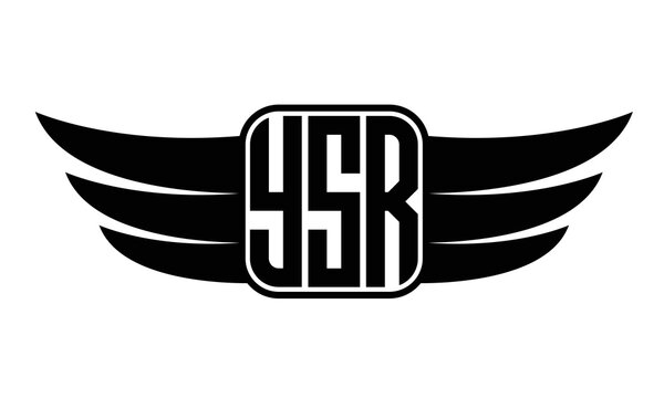 YSR three-letter Wing black and white logo design. Vector template
