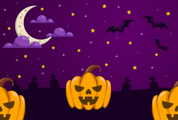 happy halloween background design in purple color for covers, banners and more.