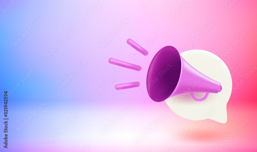 Aufkleber announcement concept with voice waves. vector 3d banner with copy space