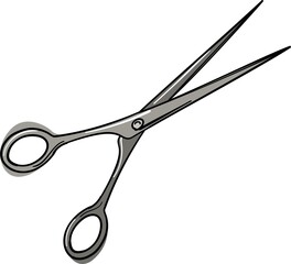 hairdressing equipment, tool, scissors, drawing, picture