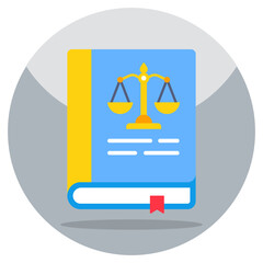 Conceptual flat design icon of law book - obrazy, fototapety, plakaty