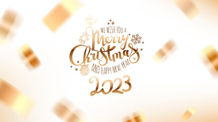We wish you a Merry Christmas and Happy New 2023 Year. Vector card
