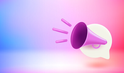 Announcement concept with voice waves. Vector 3d banner with copy space