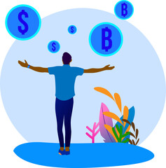 Black businessmen invest financial vector flat style