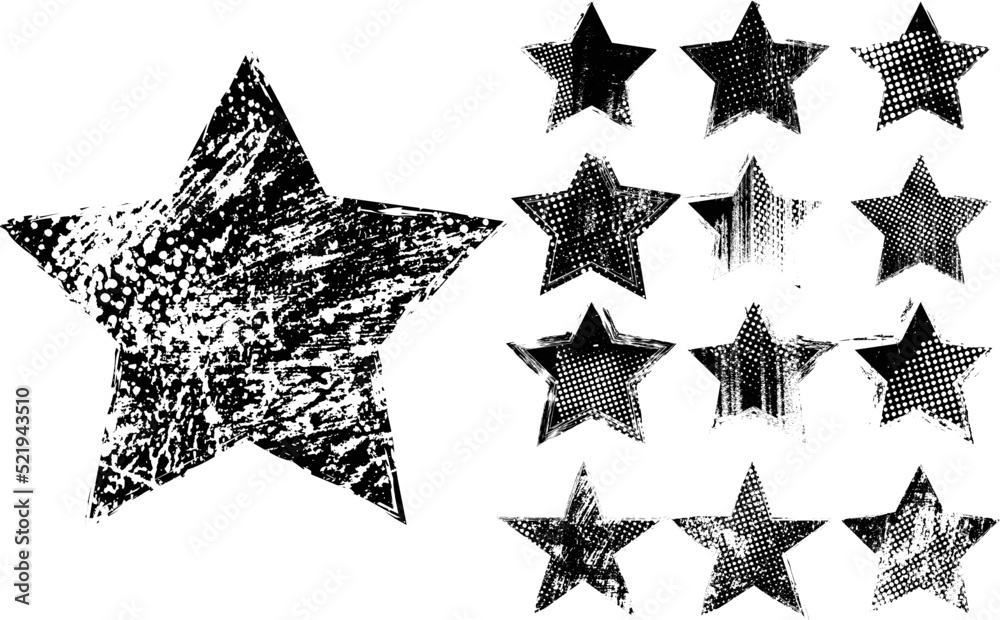 Fototapete Glitch distorted geometric shape . Minimal art design . Noise destroyed star logo . Trendy defect error shapes . Glitched star .Broken effect . Distress element . Grunge texture .vector