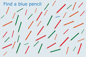 Find a blue  pencil.  Worksheet for preschool kids, kids activity sheet, printable worksheet 
